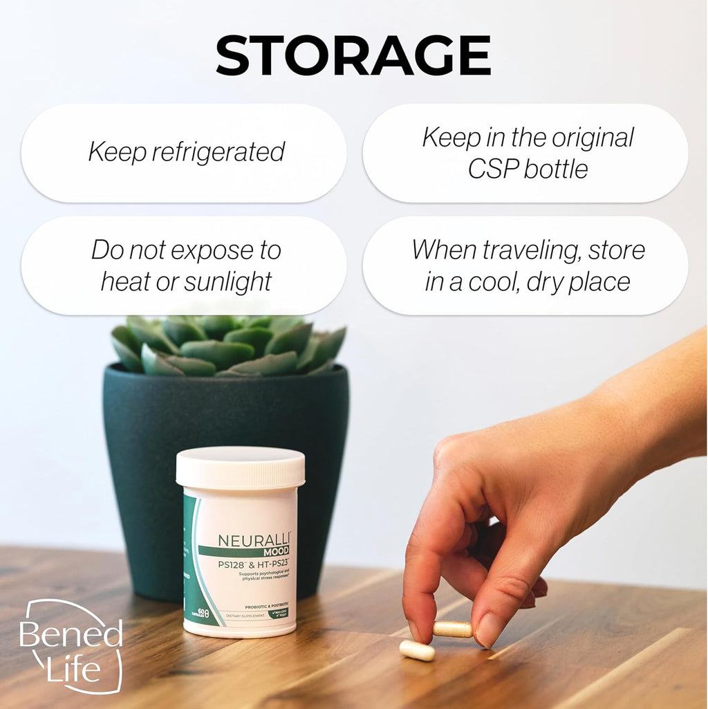 Bened Life Neuralli Mood with PS128 for Stress Relief & Recovery via The Gut-Brain Axis (30-Day Supply), Ages 18+