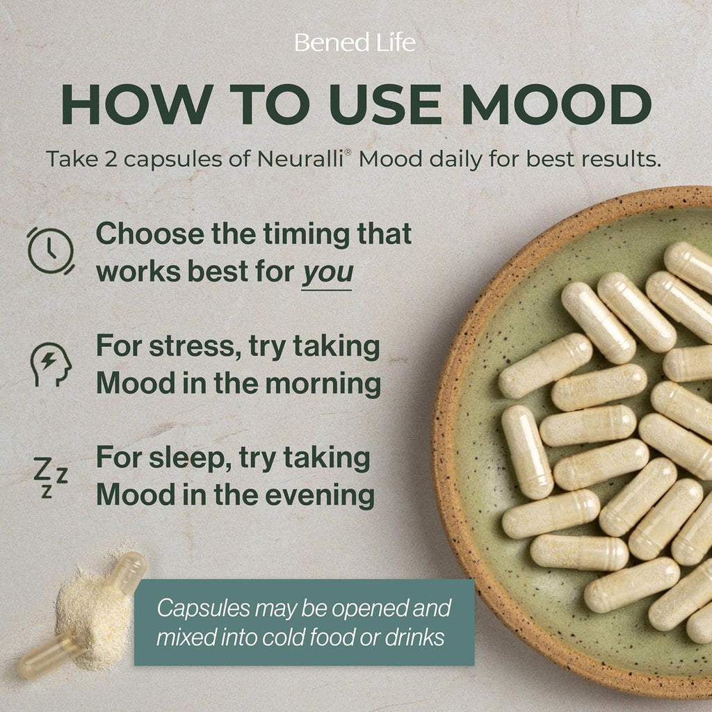 Bened Life Neuralli Mood with PS128 for Stress Relief & Recovery via The Gut-Brain Axis (30-Day Supply), Ages 18+
