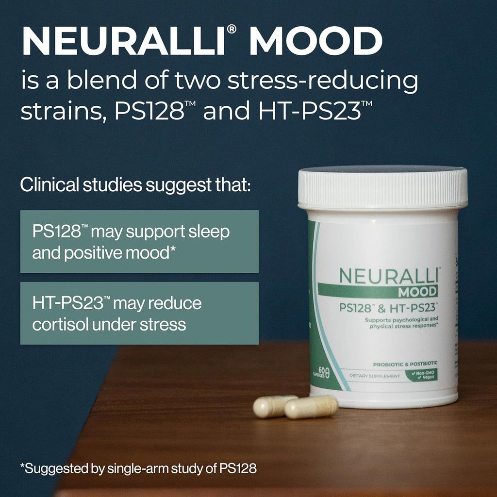 Bened Life Neuralli Mood with PS128 for Stress Relief & Recovery via The Gut-Brain Axis (30-Day Supply), Ages 18+